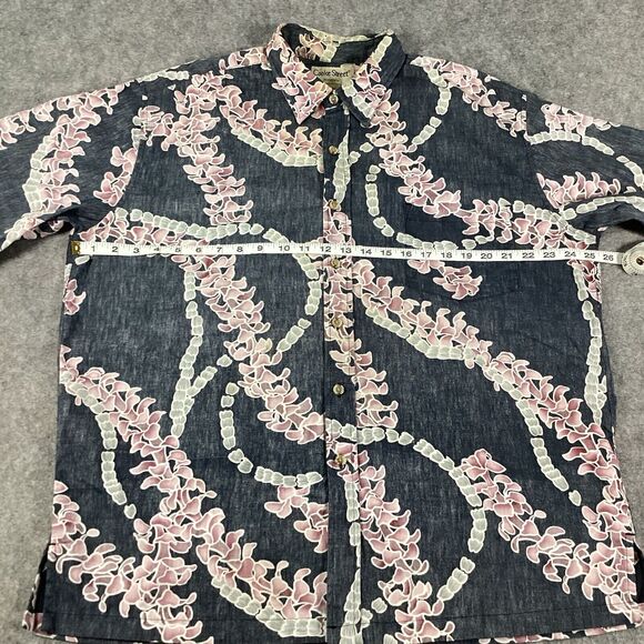 Cooke Street Honolulu Mens XL Hawaiian Floral Blue Button Camp Shirt U.S.A Made - Picture 7 of 15
